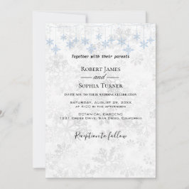 Invitación a la boda del copo de nieve en invierno