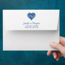 Invitación a la boda del corazón azul real