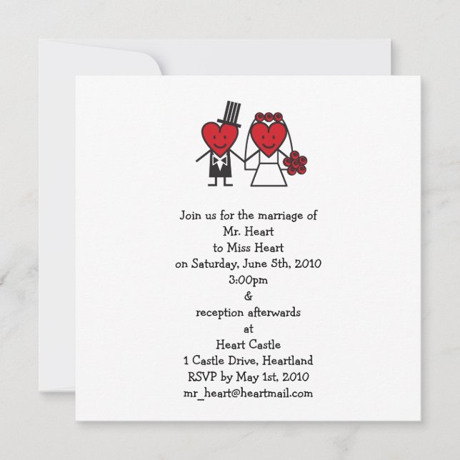 Invitación a la boda del corazón - cuadrado (Anverso)