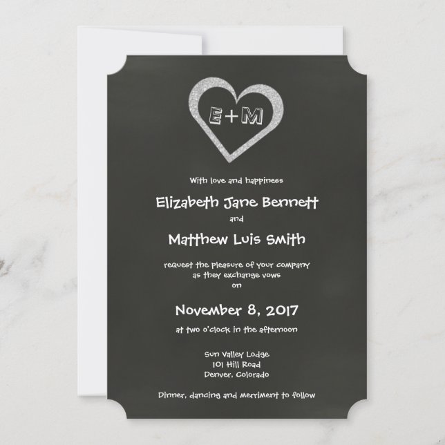 Invitación a la Boda del Corazón de Cartón Bilingü (Anverso)