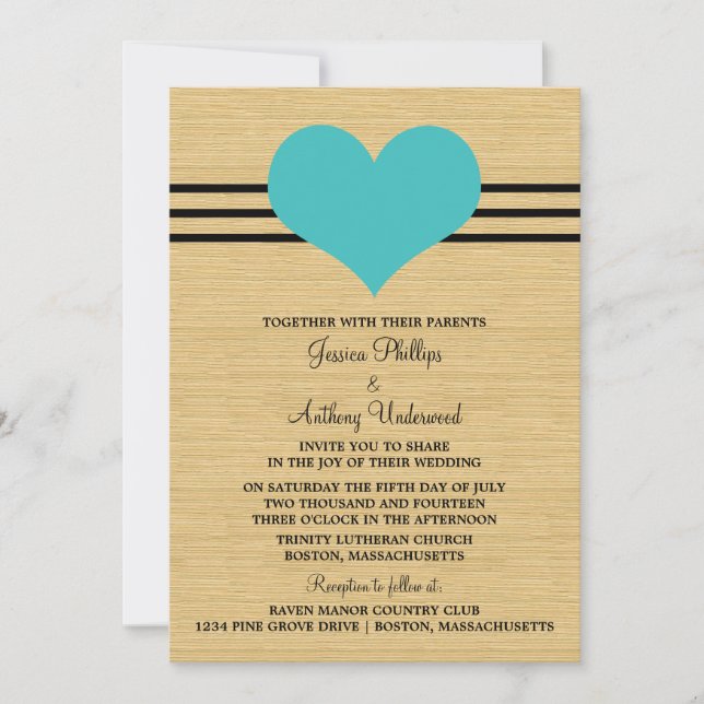 Invitación a la boda del corazón de los hombres de (Anverso)