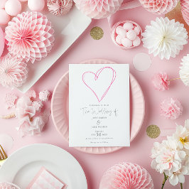 Invitación a la boda del corazón del amor rosa mod