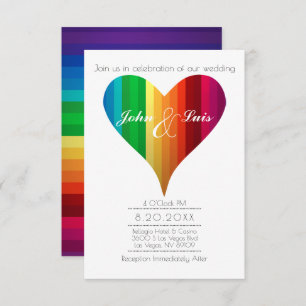 Invitación a la boda del corazón del arco iris
