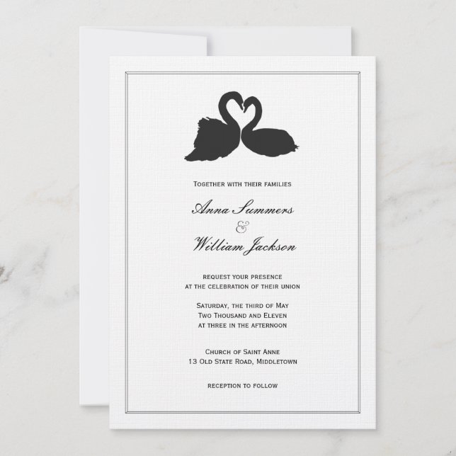 Invitación a la boda del corazón del cisne (Anverso)
