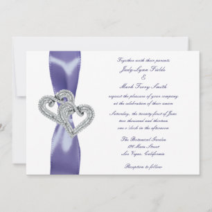 Invitación a la boda del corazón del diamante azul