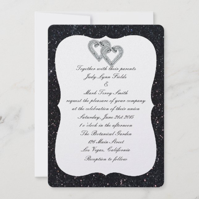 Invitación a la boda del corazón del diamante del  (Anverso)