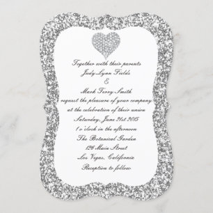 Invitación a la boda del corazón del diamante Purp