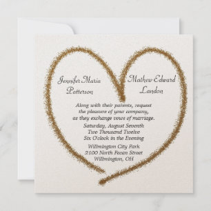 Invitación a la boda del corazón del Purpurina de 