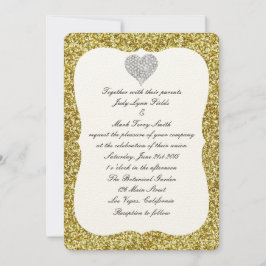 Invitación a la boda del corazón del Purpurina de 