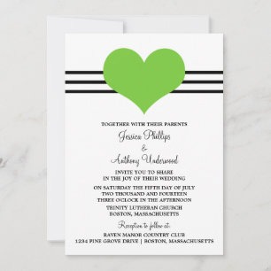 Invitación a la boda del corazón del sangre, verde
