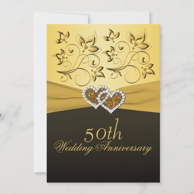 Invitación a la Boda del Corazón en 50 Aniversario (Anverso)