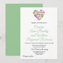 Invitación a la boda del corazón floral