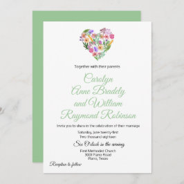Invitación a la boda del corazón floral