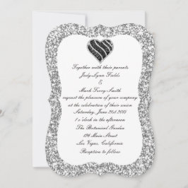Invitación a la boda del corazón negro Purpurina d