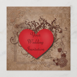 Invitación a la boda del corazón rojo