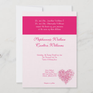 Invitación a la boda del corazón rosa ligero
