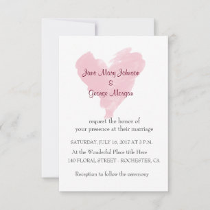 Invitación a la boda del corazón rosado