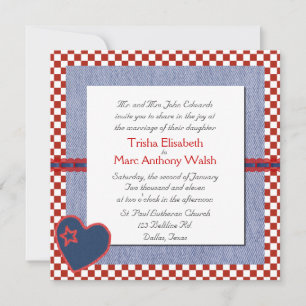 Invitación a la boda del corazón y cheques occiden