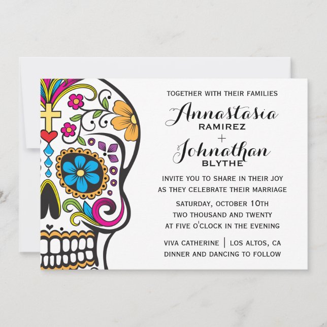 Invitación a la boda del cráneo del azúcar (Anverso)