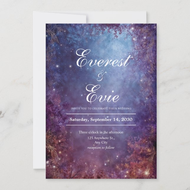Invitación a la boda del crepúsculo encantado (Anverso)
