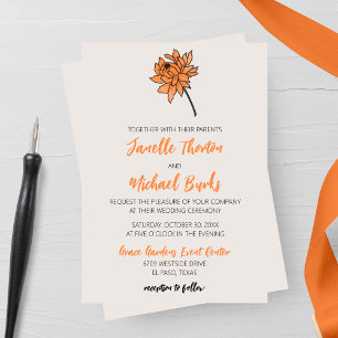 Invitación a la boda del crisantemo minimalista