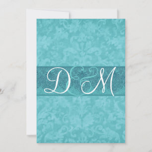 Invitación a la boda del Damasco Azul Aqua