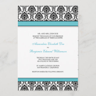 Invitación a la boda del Damasco clásico (cintas a