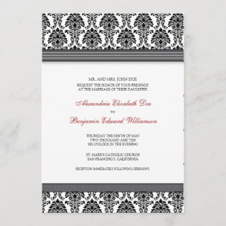 Invitación a la boda del Damasco clásico (cintas g