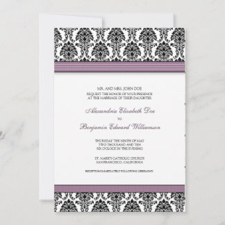 Invitación a la boda del Damasco clásico (cintas l