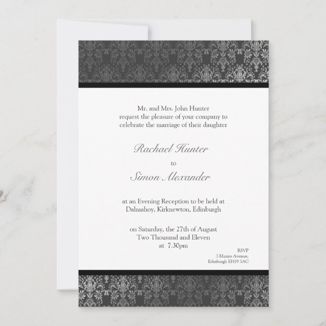 Invitación a la boda del Damasco con efecto de suc (Anverso)