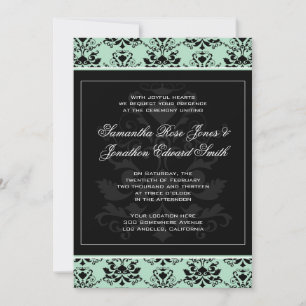 Invitación a la boda del Damasco en blanco y negro