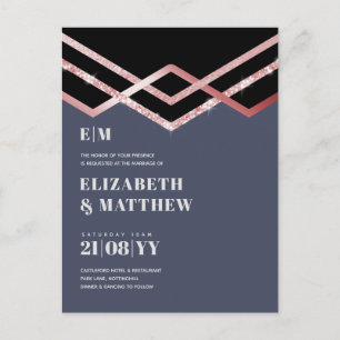 Invitación a la boda del deco negro de Glam Purpur