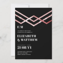 Invitación a la boda del deco negro de Glam Purpur