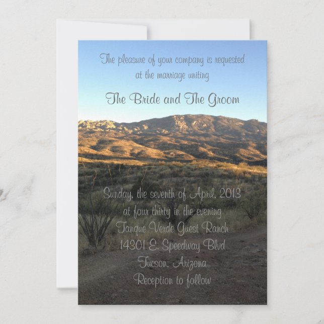 Invitación a la boda del Desert Mountain Landscape (Anverso)