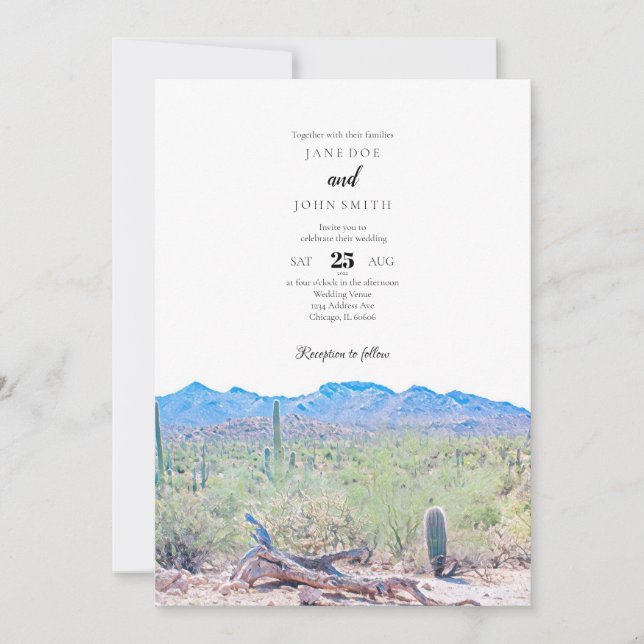 Invitación a la boda del desierto de Arizona (Anverso)