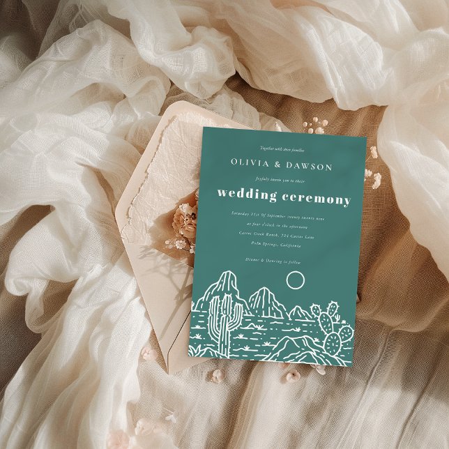 Invitación a la boda del desierto de la línea Cact (Subido por el creador)
