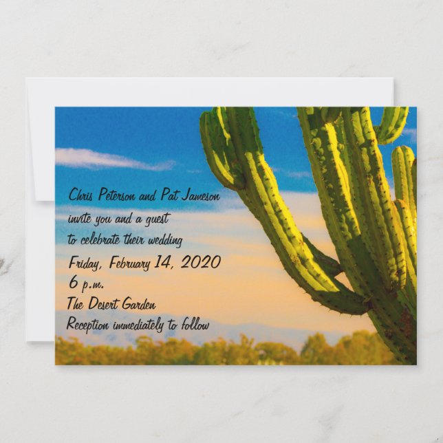 Invitación a la boda del desierto de Saguaro Cactu (Anverso)