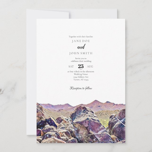 Invitación a la boda del desierto de Tucson Arizon (Anverso)