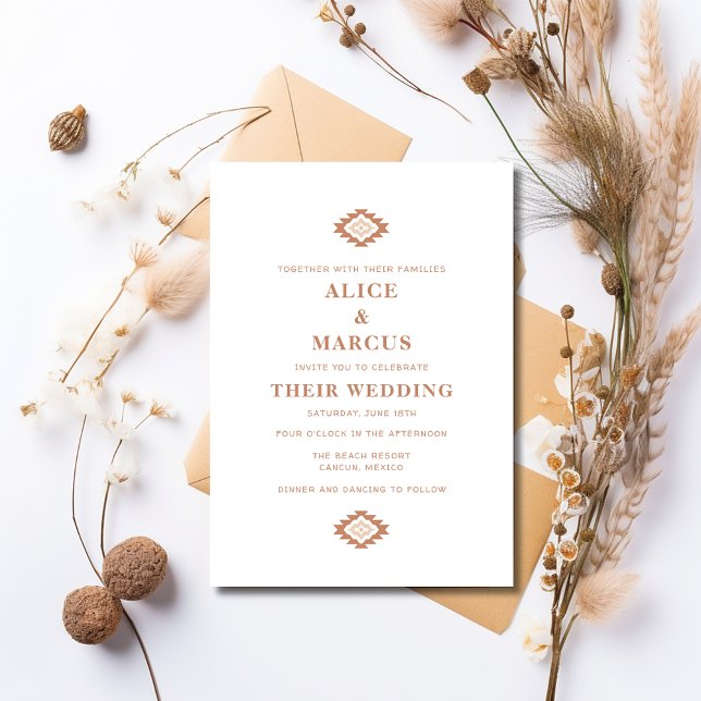 Invitación a la boda del desierto del Boho en el s (Southwestern Boho Desert Wedding Invitation)