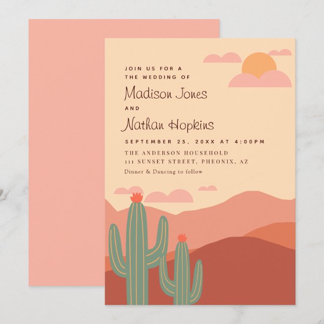 Invitación a la boda del desierto del suroeste mod (Anverso / Reverso)