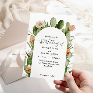 Invitación a la boda del desierto floral de Cactus