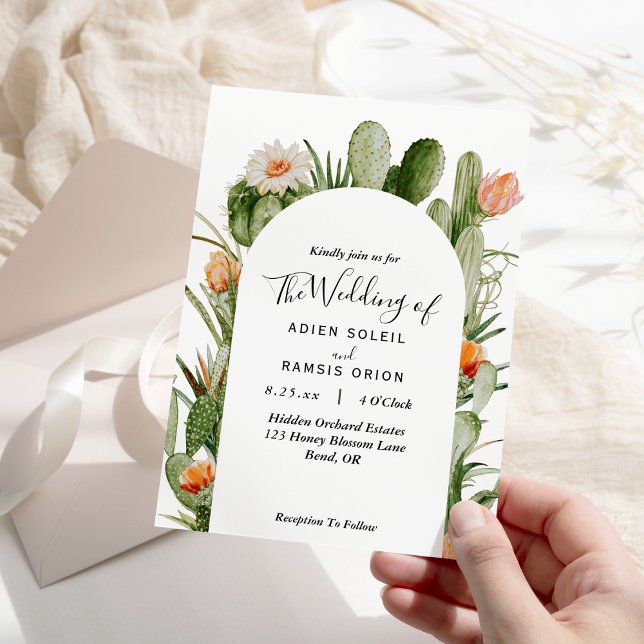 Invitación a la boda del desierto floral de Cactus (Subido por el creador)