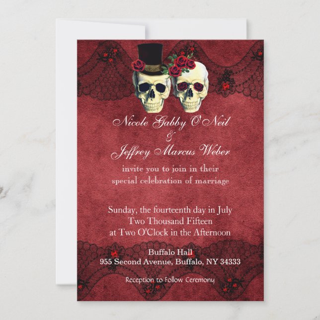 Invitación a la boda del Día de la Muerte de la No (Anverso)