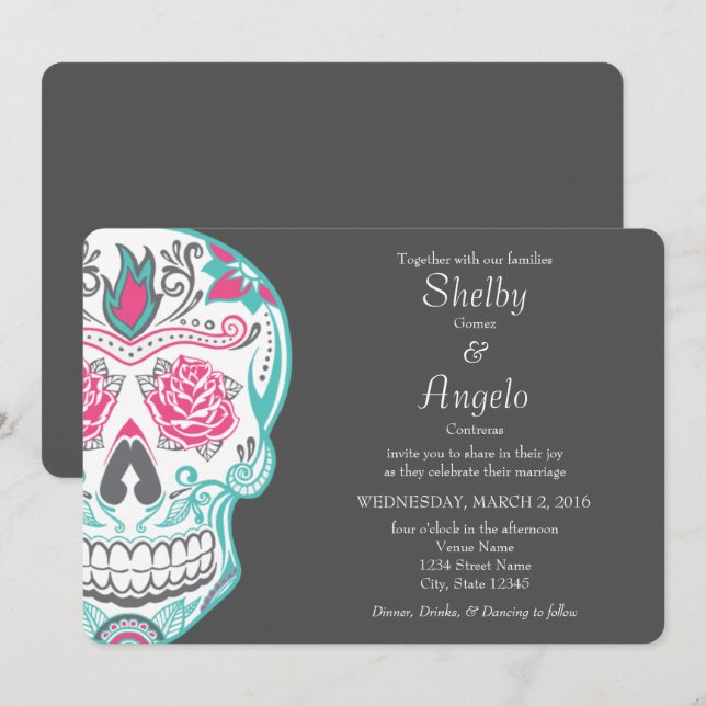 Invitación a la boda del Día del Azúcar Muerto (Anverso / Reverso)