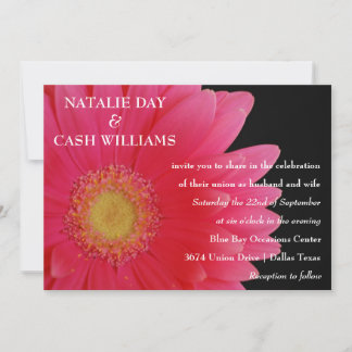 Invitación a la boda del día rosado de Gerbera