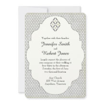 Invitación a la boda del diamante negro y crema