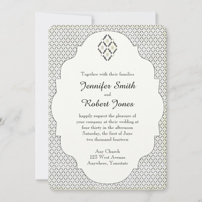 Invitación a la boda del diamante negro y crema (Anverso)