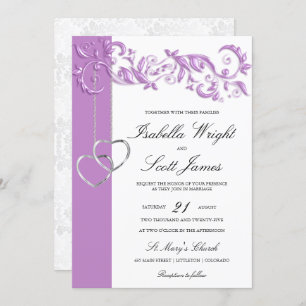 Invitación a la boda del diseño floral de Lavender