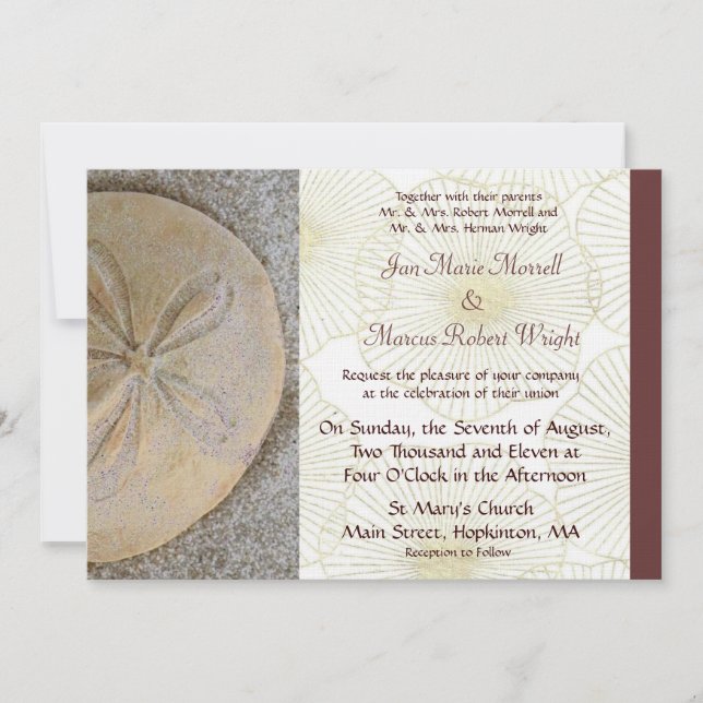 Invitación a la boda del dólar de arena (Anverso)