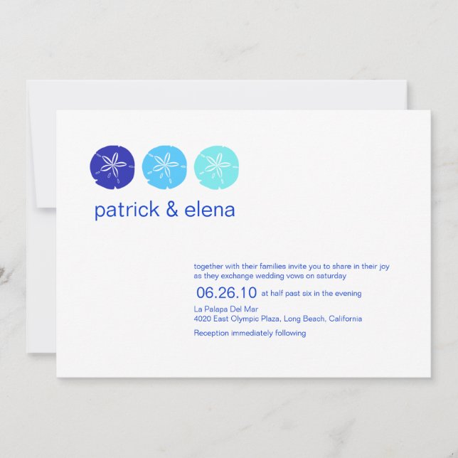 Invitación a la boda del dólar de arena azul (Anverso)